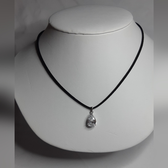 Clear Cubic Zirconia Sterling Silver Necklace - Picture 1 of 5